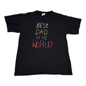 Vintage 90s TNT Best Dad‎ in the World Black Double Stitch Shirt Men's Large